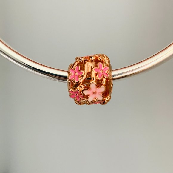 NEW Authentic Pandora ROSE GOLD Openwork Pink Daisy Flower Charm - Picture 7 of 7